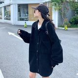 Corduroy Jacket Women's Spring Autumn Shirts Casual Couple Outwear Solid Oversized Shirt Bf Style Top-Outfit
