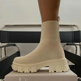 Women Boots Autumn Winter Boots Slip on Socks Shoes Women 2022 Platform Boots with Heels Botas De Mujer Knitted Botines