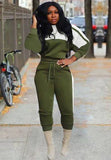 Winter Contrast Color Crop Top and Pants 2 Piece