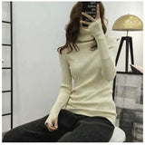 New Slim Turtleneck Women Sweater Long Sleeve Pullover Knitting Female