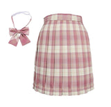 Pink Sweet Women Plaid Skirt JK Girls Preppy Dance Mini Pleated Skirt A Line Harajuku Japan School Fashion Tie Bow